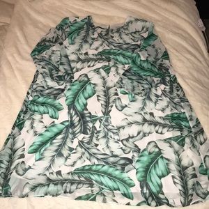 NY & Co Eva Mendes Tropical Fern Print Swing Dress